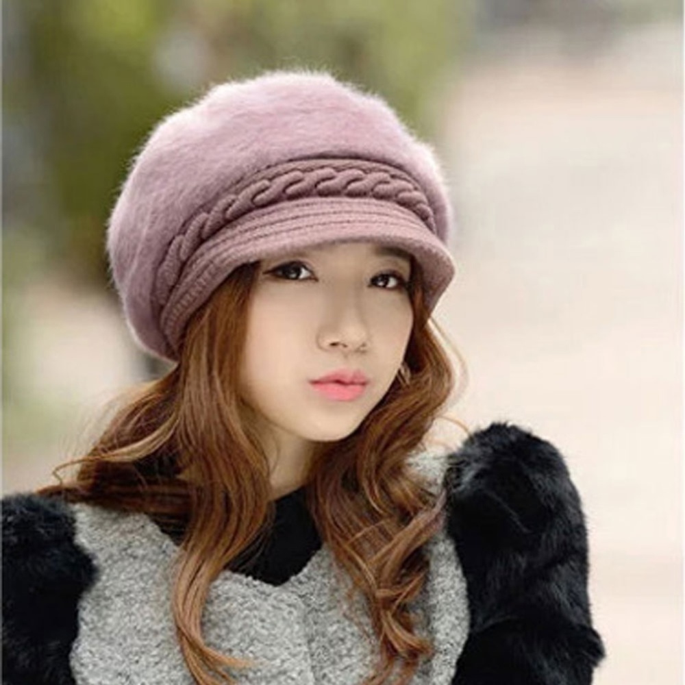 Women Girls Fluffy Wool Beret Hat - Picture 1 of 3